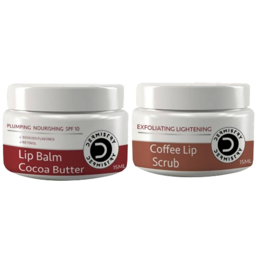 Dermistry Nourishing Cocoa Butter Lip Balm & Coffee Lip Scrub | Grocsy
