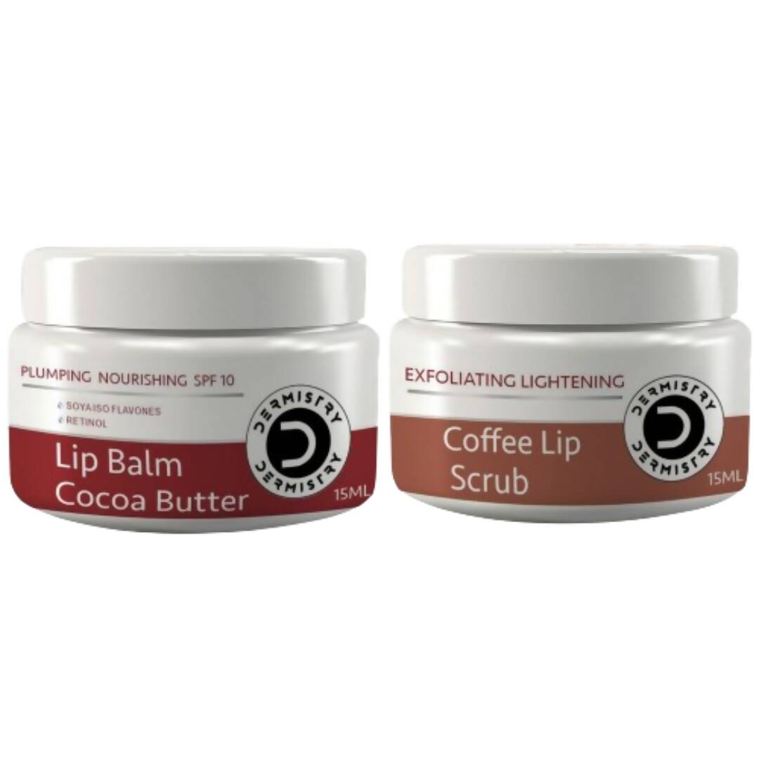 Dermistry Nourishing Cocoa Butter Lip Balm & Coffee Lip Scrub | Grocsy