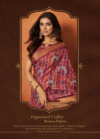 Maroon Rangkat and Crepe Silk Floral Saree With Unstitched Blouse Piece - Mohmanthan Royal Saachi | Grocsy