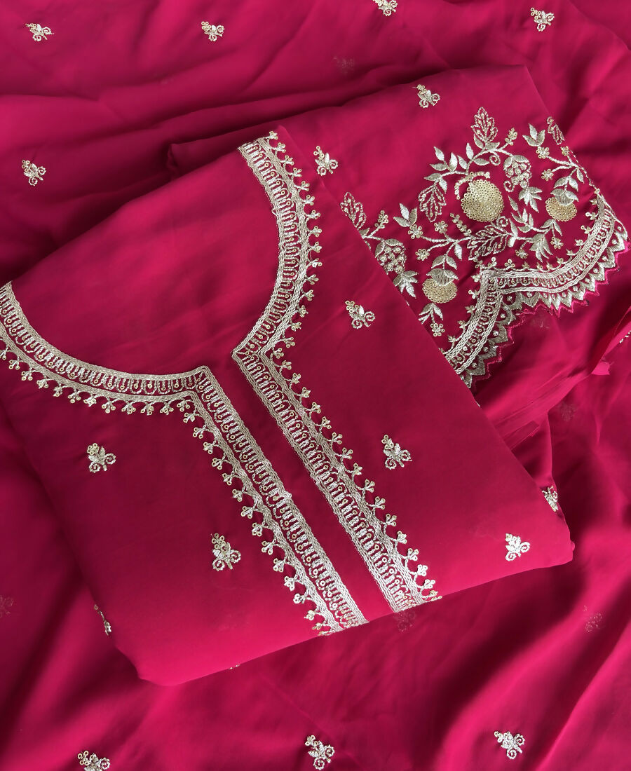 KC Bollywood Style Dark Pink Georgette Suit For Women | Grocsy