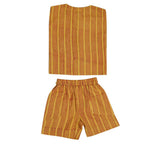 Mhyssa Motto Yellow and Red Half Sleeve T-shirt With Shorts Set For Kids | Grocsy