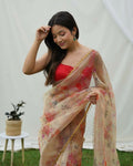 Vamsee Shanaya Brown Organza Saree | Grocsy