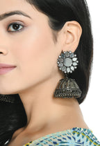 Mominos Fashion Johar Kamal Silver-Plated With Mirror Earrings Jhumkas | Grocsy