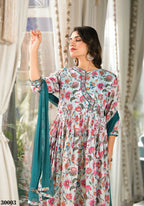 Designer Stylish Mid Night Blue Rubi Silk Stitched Suit With Dupatta - Kiyara | Grocsy