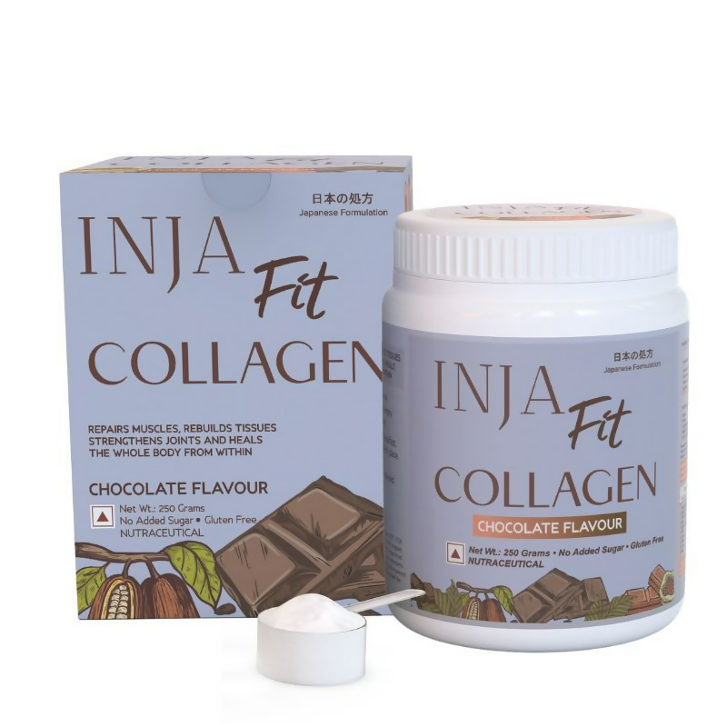 Inja Fit Marine Collagen For Skin Joints And Muscles With Vit C & Glucosamine - Chocolate Flavour | Grocsy