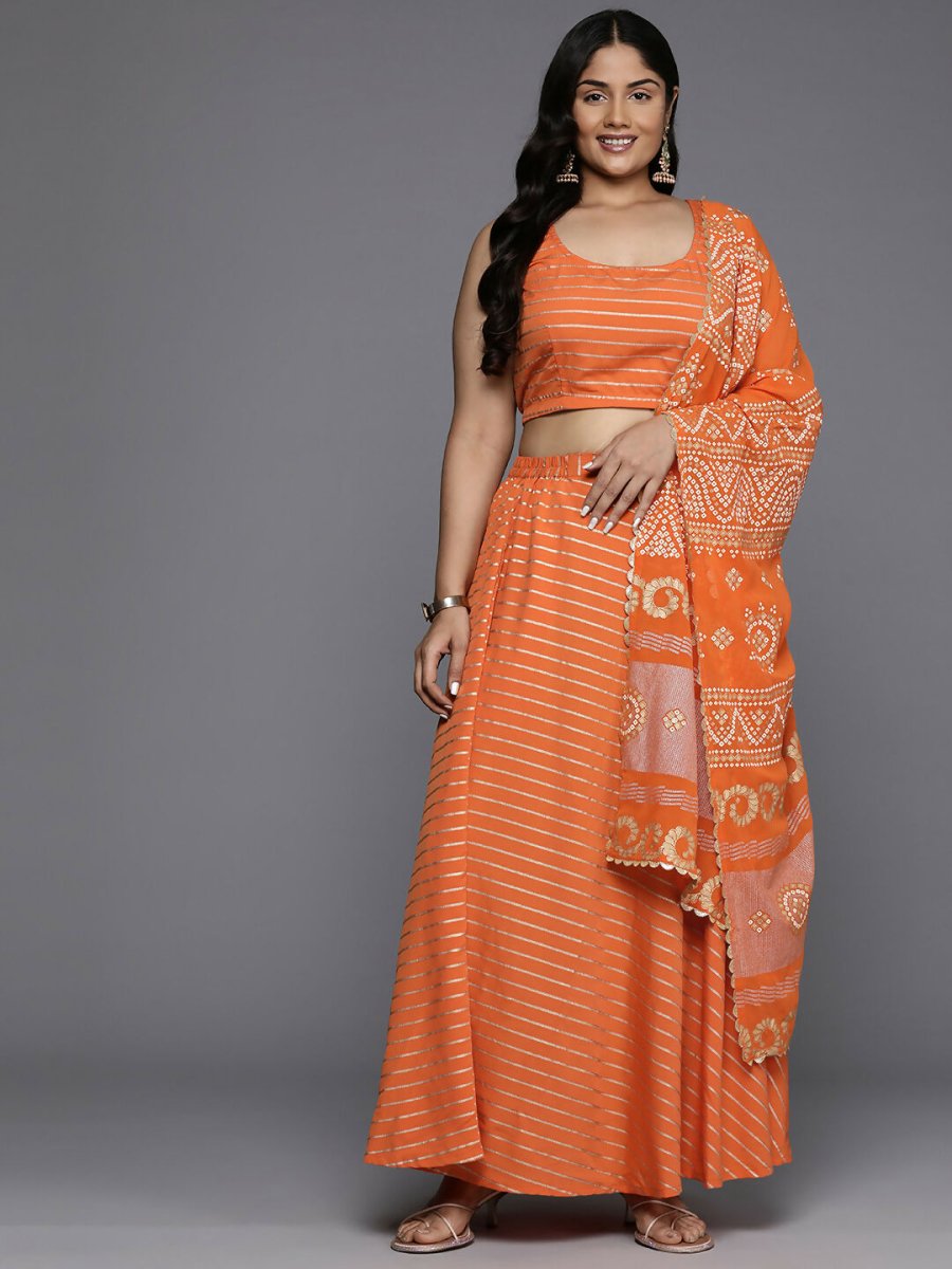 Ahalyaa Women's Traditional wear Lehenga Choli - Orange | Grocsy