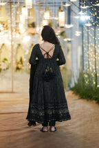 Aayaa Designer Embroidery Zari Sequins Work Faux Blooming Georgette Suit - Black | Grocsy