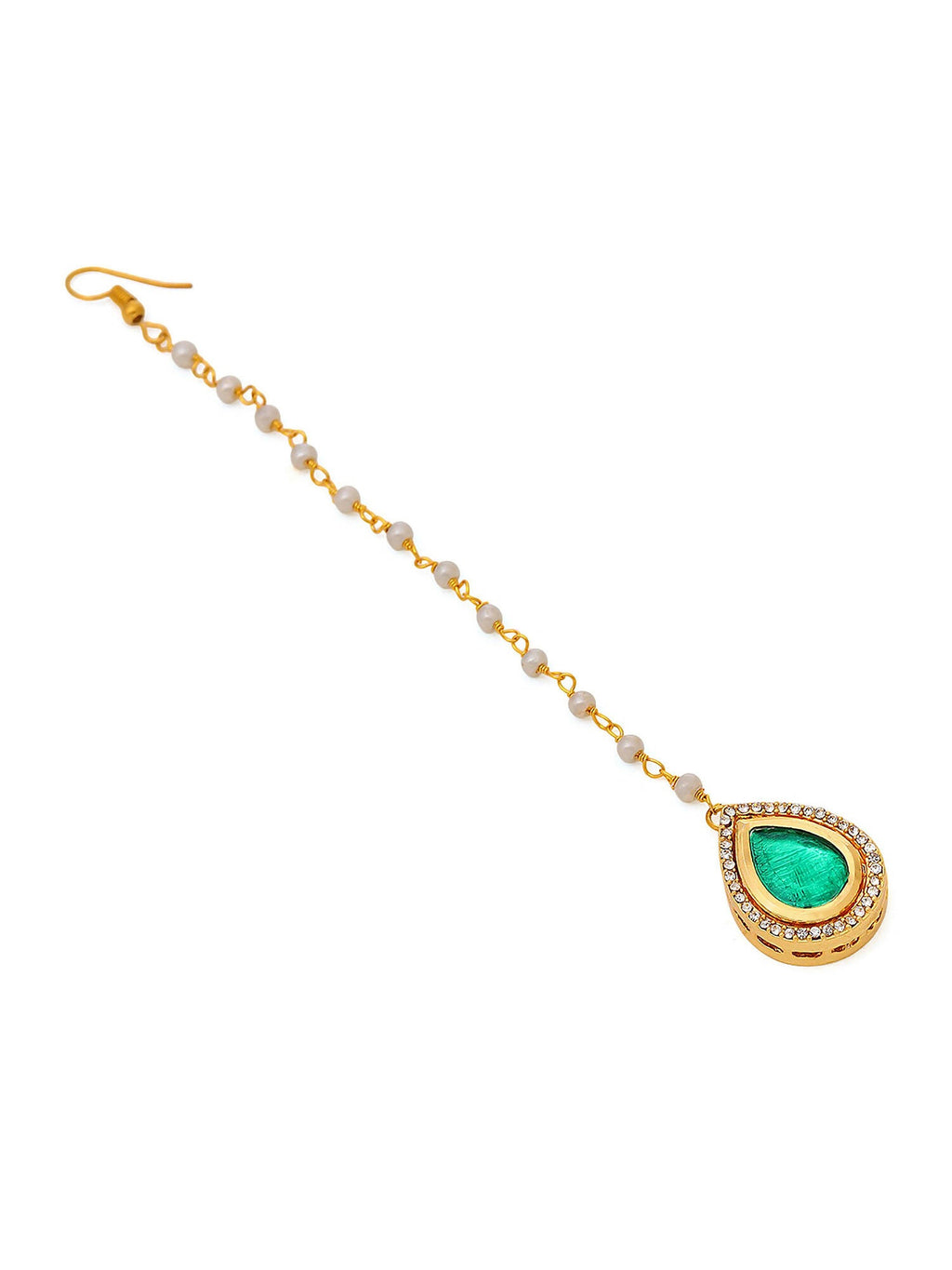 Ruby Raang Tear Drop Green Meenakari with Diamond Maang Tikka | Grocsy