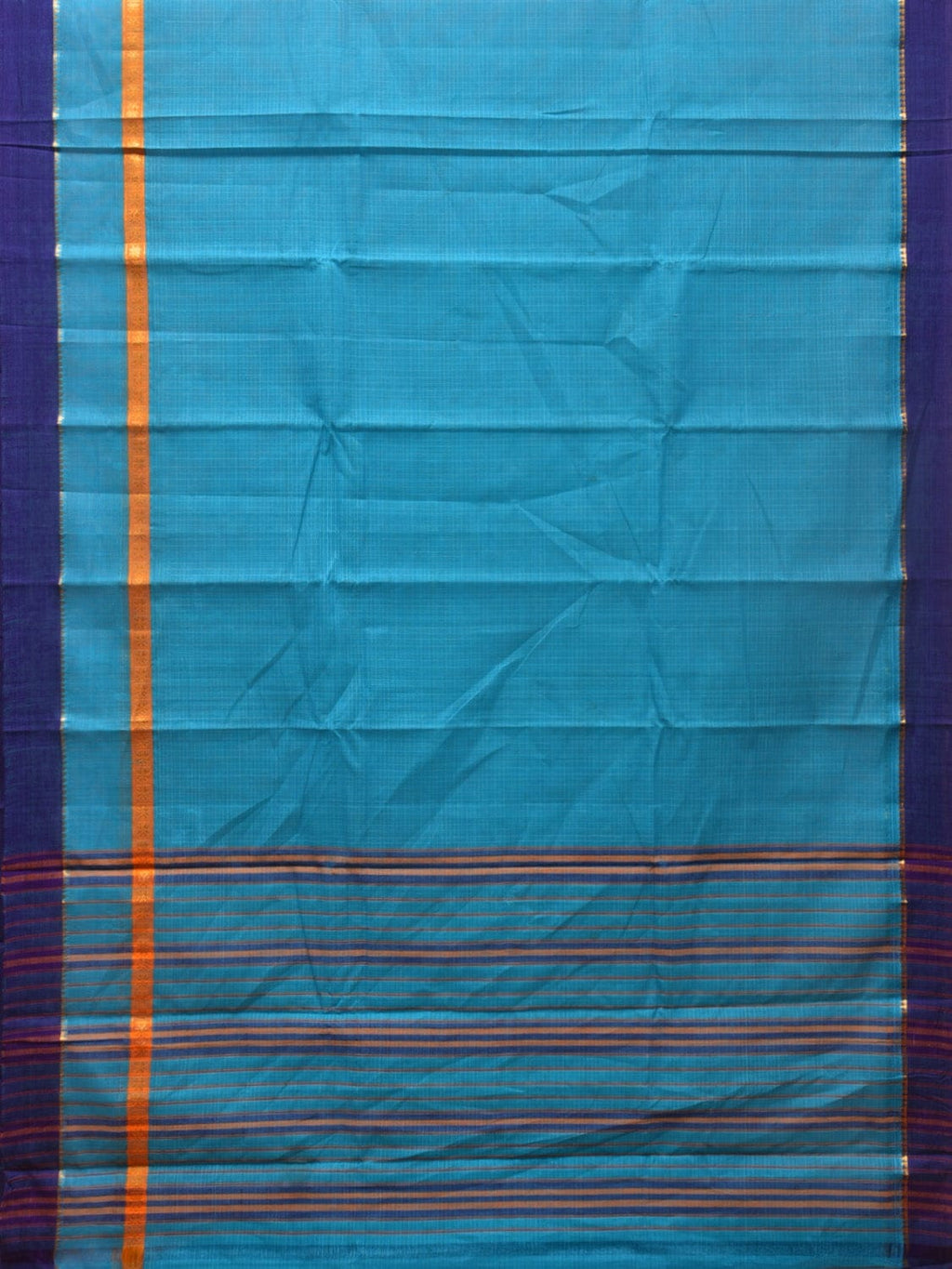 Light Blue Narayanpet Cotton Handloom Saree with Checks Design No Blouse - Global Threads | Grocsy