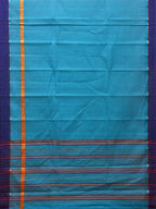 Light Blue Narayanpet Cotton Handloom Saree with Checks Design No Blouse - Global Threads | Grocsy