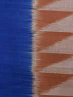 Light Brown and Blue Pochampally Ikat Cotton Handloom Saree with Triangle Pallu Design - Global Threads | Grocsy