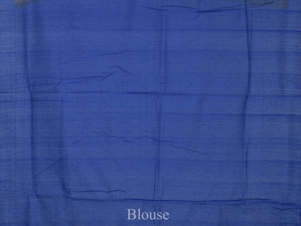 Light Brown and Blue Pochampally Ikat Cotton Handloom Saree with Triangle Pallu Design - Global Threads | Grocsy