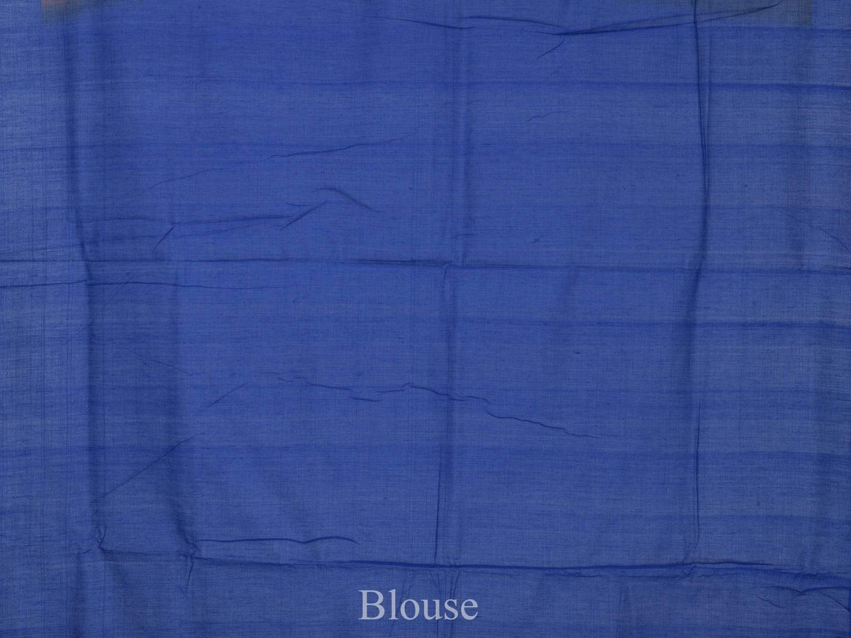 Light Brown and Blue Pochampally Ikat Cotton Handloom Saree with Triangle Pallu Design - Global Threads | Grocsy