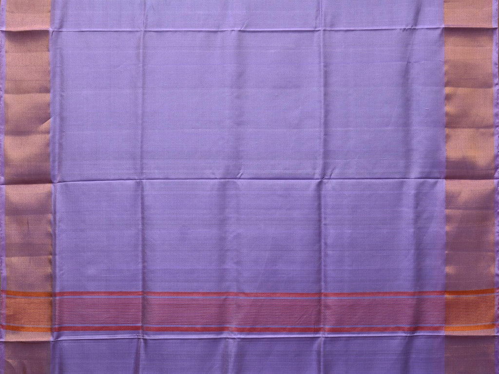 Light Green and Lavender Uppada Silk Handloom Plain Saree with Contrast Pallu Design - Global Threads | Grocsy