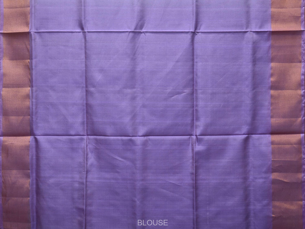 Light Green and Lavender Uppada Silk Handloom Plain Saree with Contrast Pallu Design - Global Threads | Grocsy