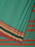 Light Green Bamboo Cotton Plain Saree with Strips Pallu Design No Blouse - Global Threads | Grocsy