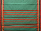 Light Green Bamboo Cotton Plain Saree with Strips Pallu Design No Blouse - Global Threads | Grocsy