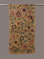 Light Green Kalamkari Hand Painted Sico Stole with Floral Design - Global Threads | Grocsy
