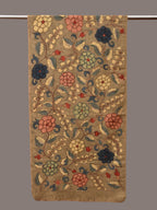 Light Green Kalamkari Hand Painted Woolen Handloom Stole with Floral Design - Global Threads | Grocsy