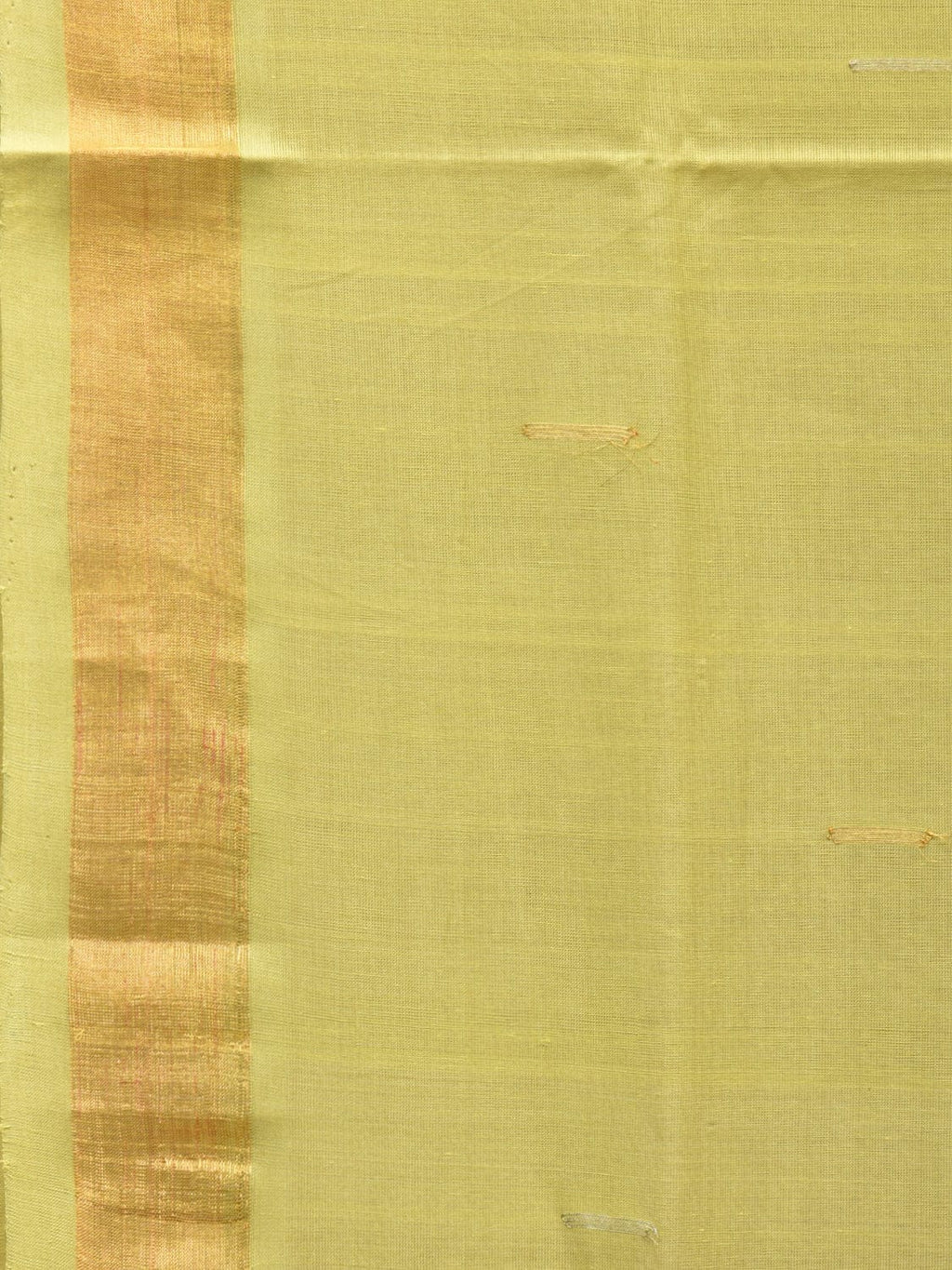 Light Green Khadi Cotton Handloom Saree with Buta and Strip Pallu Design - Global Threads | Grocsy