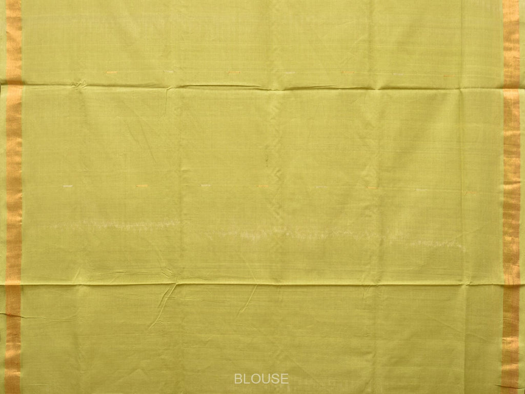 Light Green Khadi Cotton Handloom Saree with Buta and Strip Pallu Design - Global Threads | Grocsy