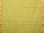 Light Green Khadi Cotton Handloom Saree with Buta and Strip Pallu Design - Global Threads | Grocsy