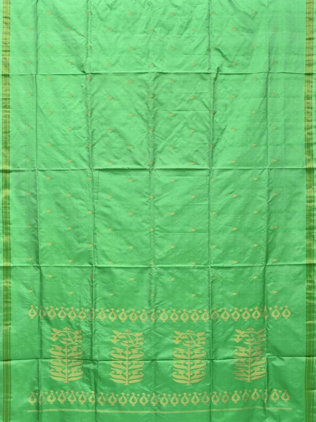 Light Green Uppada Silk Handloom Saree with Karpur Pallu Design - Global Threads | Grocsy
