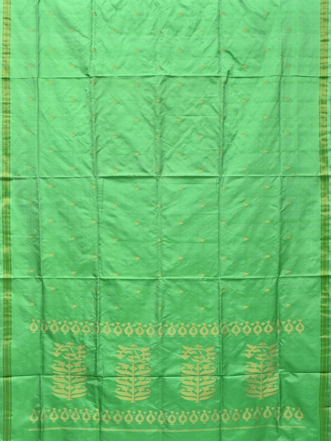 Light Green Uppada Silk Handloom Saree with Karpur Pallu Design - Global Threads | Grocsy