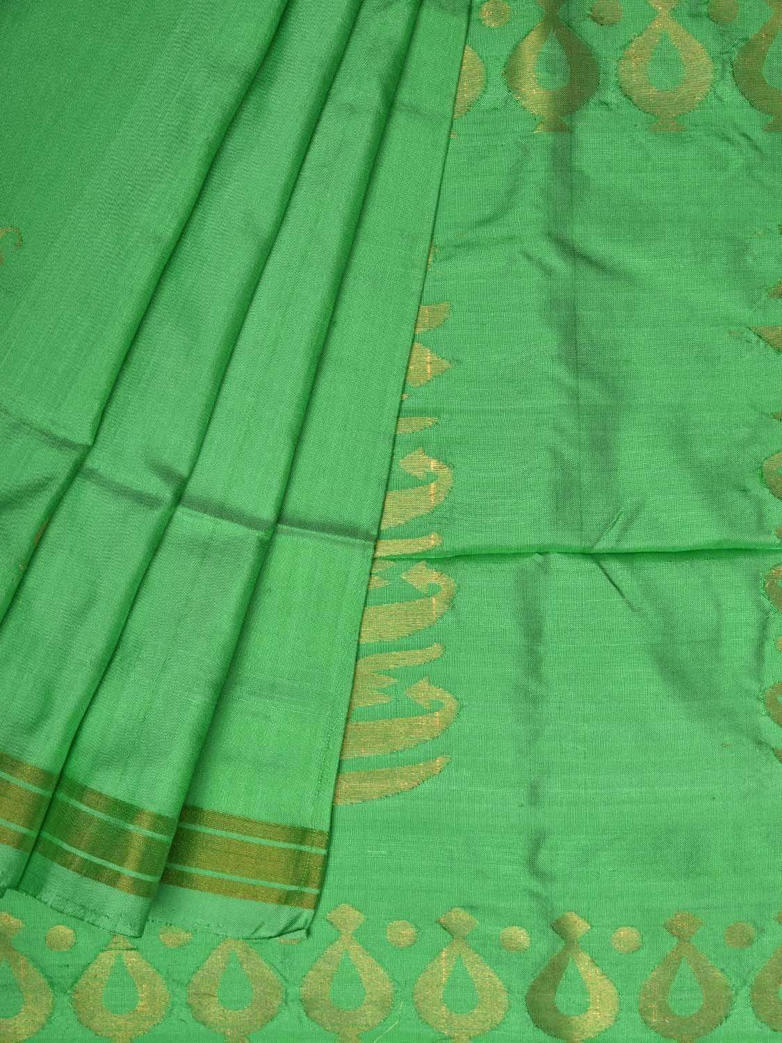 Light Green Uppada Silk Handloom Saree with Karpur Pallu Design - Global Threads | Grocsy
