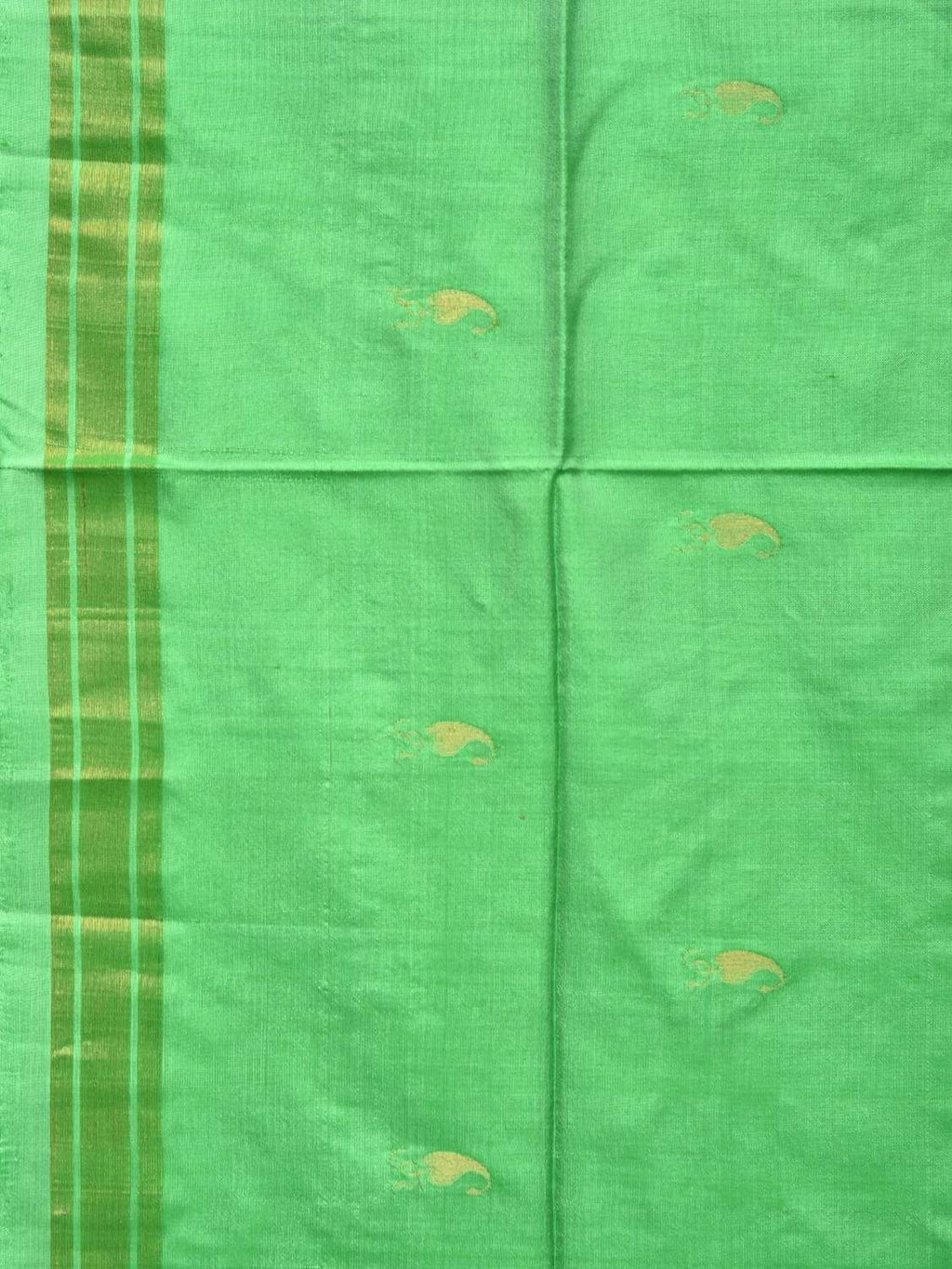 Light Green Uppada Silk Handloom Saree with Karpur Pallu Design - Global Threads | Grocsy