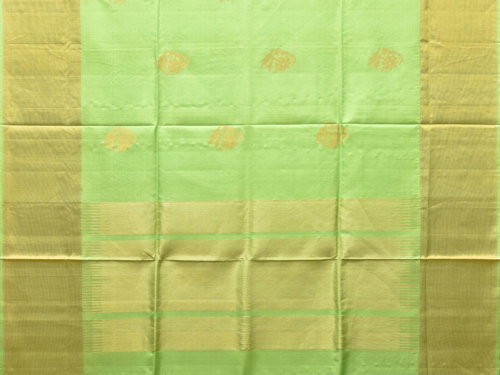 Light Green Uppada Silk Handloom Saree with Nilamabri Buta Design - Global Threads | Grocsy