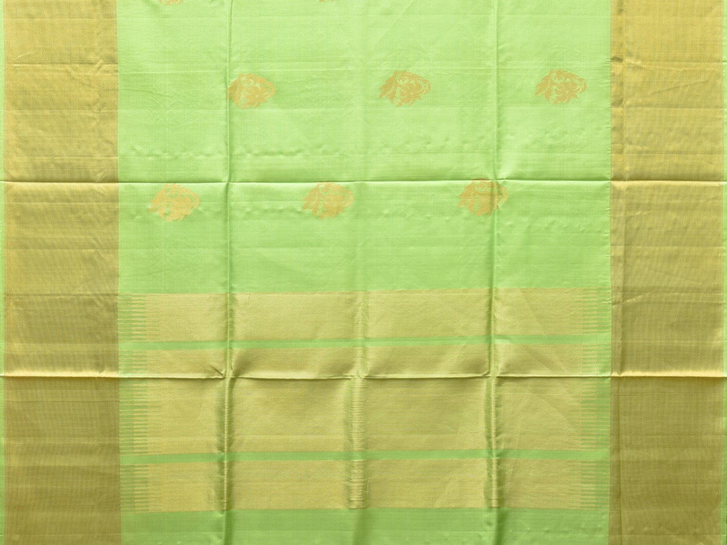 Light Green Uppada Silk Handloom Saree with Nilamabri Buta Design - Global Threads | Grocsy