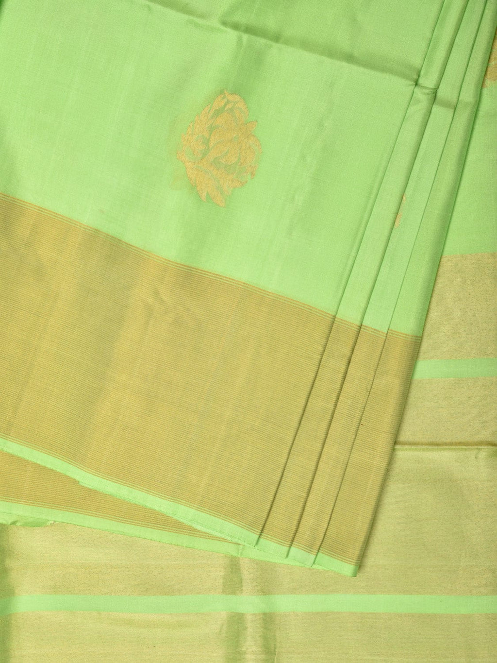Light Green Uppada Silk Handloom Saree with Nilamabri Buta Design - Global Threads | Grocsy