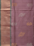 Light Grey and Light Green Uppada Silk Handloom Saree with Body Buta and Checks Design - Global Threads | Grocsy