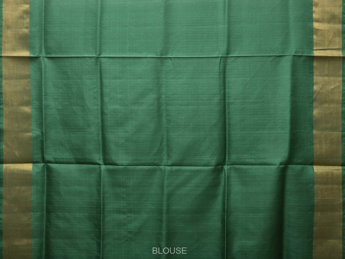 Light Grey and Light Green Uppada Silk Handloom Saree with Body Buta and Checks Design - Global Threads | Grocsy
