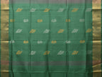 Light Grey and Light Green Uppada Silk Handloom Saree with Body Buta and Checks Design - Global Threads | Grocsy