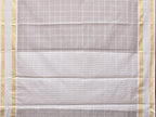 Light Grey Bamboo Cotton Saree with Big Checks and Doby Border Design - Global Threads | Grocsy
