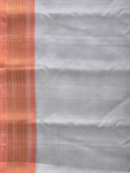 Light Grey Gadwal Silk Handloom Plain Saree with Strips Pallu Design - Global Threads | Grocsy