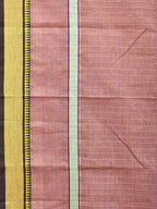 Light Mauve Narayanpet Cotton Handloom Saree with Checks and Big Border Design No Blouse - Global Threads | Grocsy