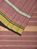 Light Mauve Narayanpet Cotton Handloom Saree with Checks and Big Border Design No Blouse - Global Threads | Grocsy