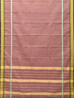 Light Mauve Narayanpet Cotton Handloom Saree with Checks and Big Border Design No Blouse - Global Threads | Grocsy