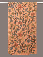 Light Orange Kalamkari Hand Painted Sico Stole with Floral Design - Global Threads | Grocsy