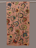 Light Peach Kalamkari Hand Painted Sico Stole with Floral Design - Global Threads | Grocsy