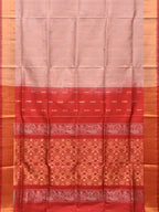 Light Pink and Red Uppada Silk Handloom Saree with Buta and Pallu Design - Global Threads | Grocsy