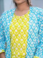 Yufta Lime Green & Sky Blue Co Ord Set Add Jacket | Grocsy