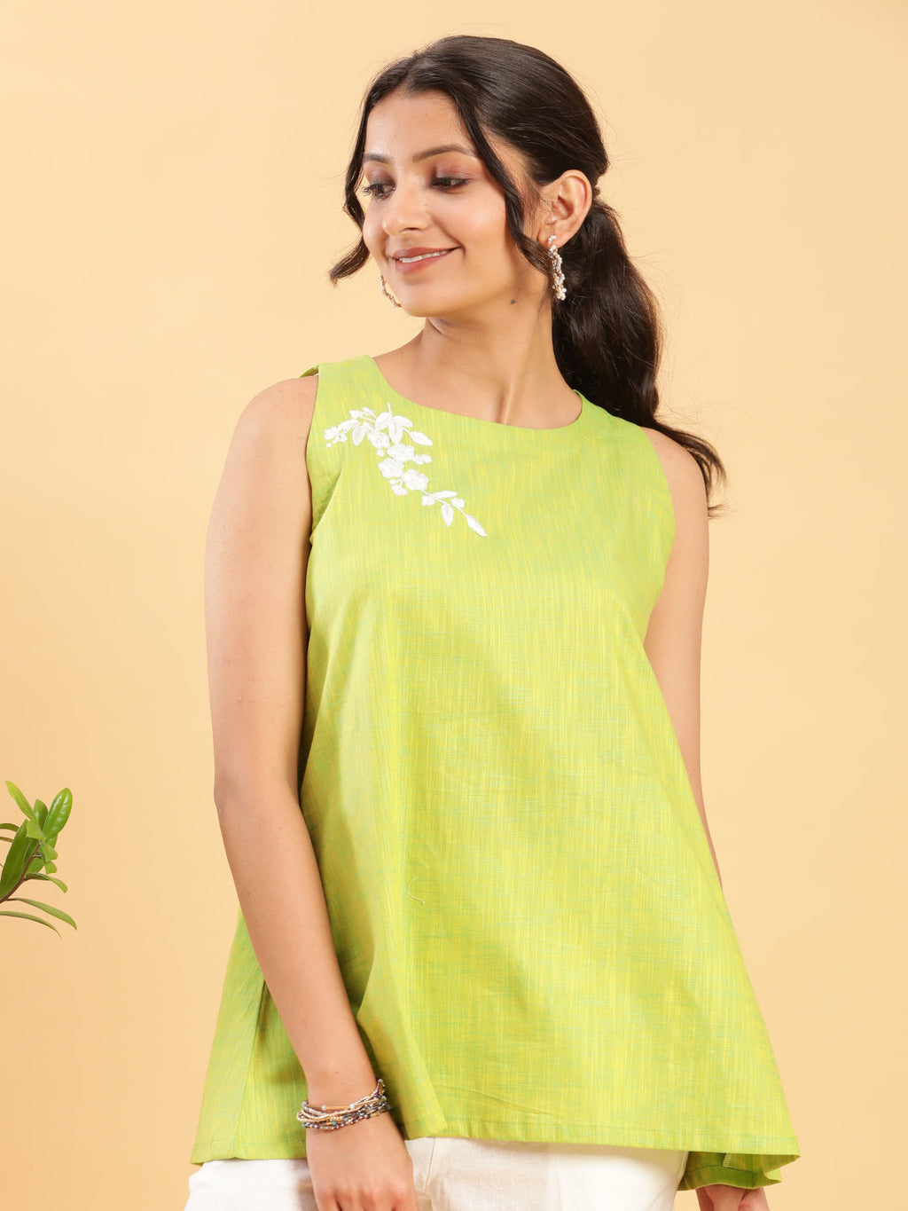BohoJazz Lime Green Top with Motif | Grocsy