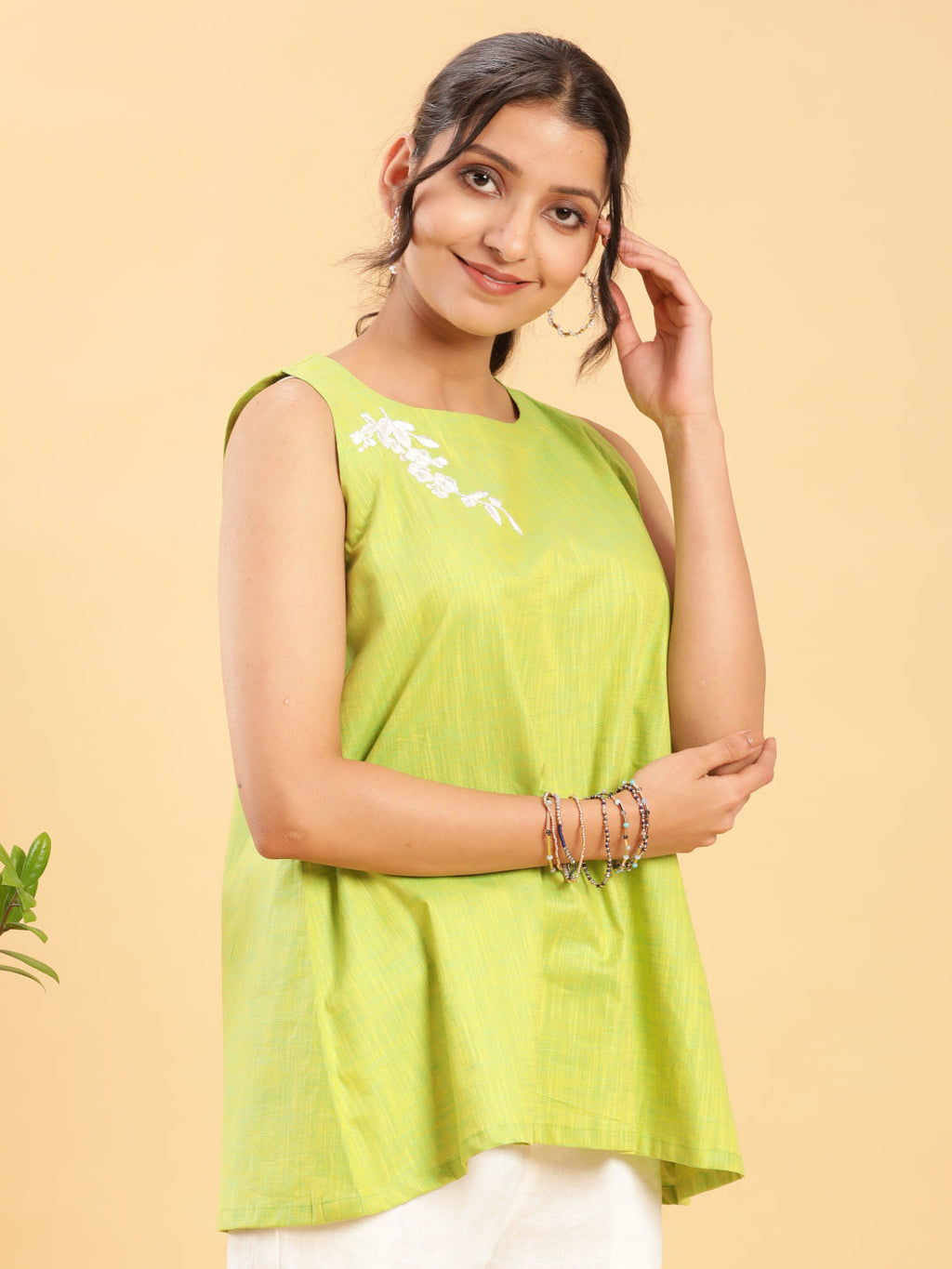 BohoJazz Lime Green Top with Motif | Grocsy