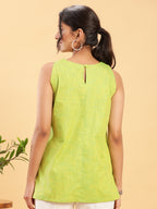 BohoJazz Lime Green Top with Motif | Grocsy