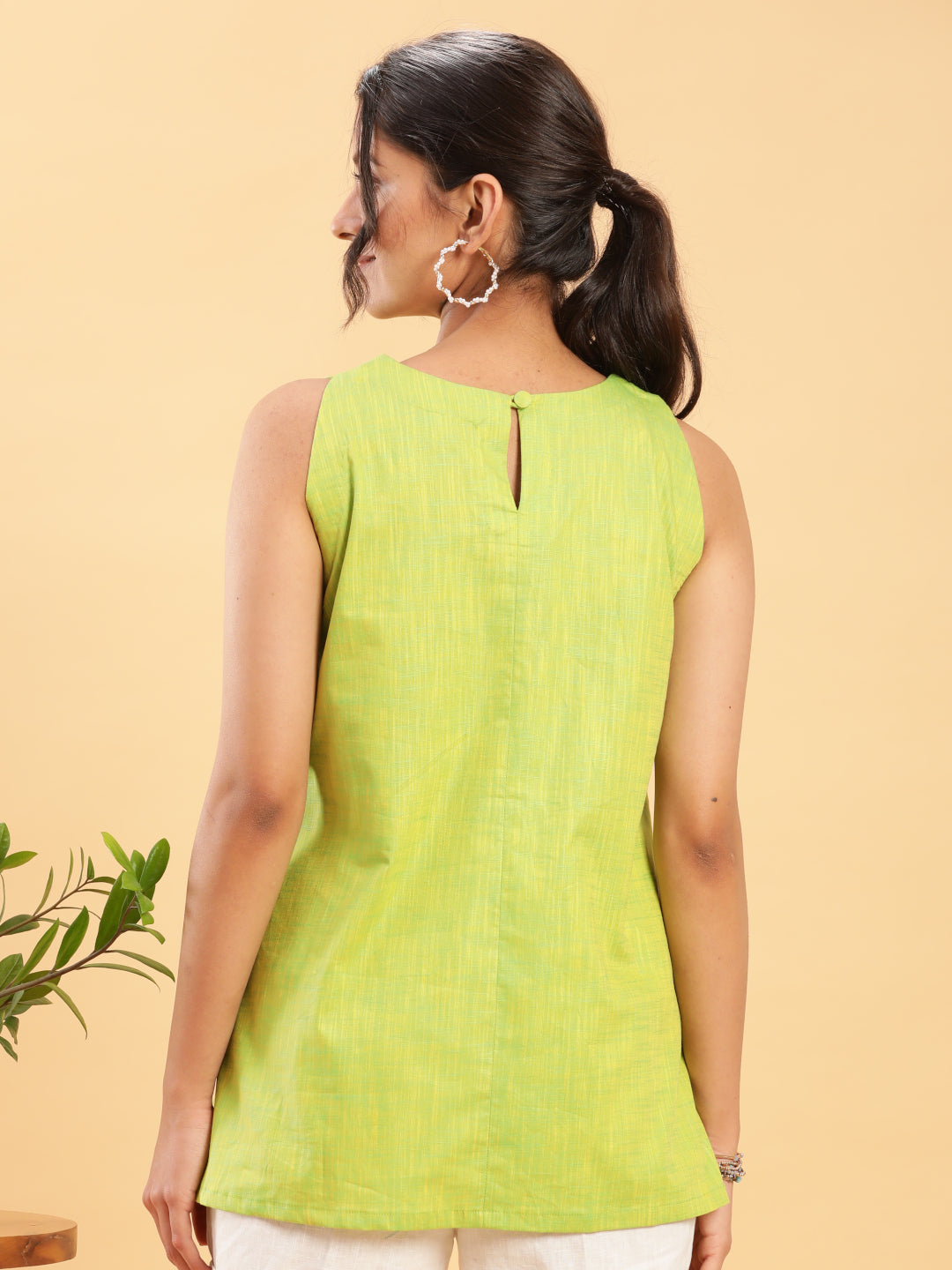 BohoJazz Lime Green Top with Motif | Grocsy