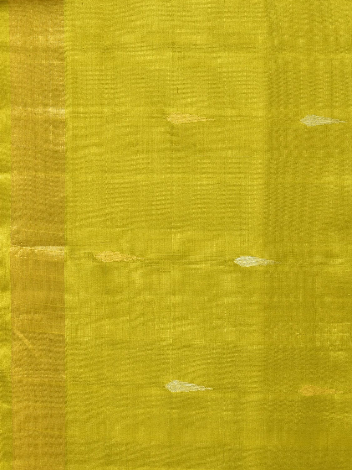 Lime Green Uppada Silk Handloom Saree with Floral Pallu Design - Global Threads | Grocsy